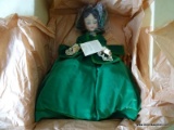 (UPBED 1) 2 DOLLS- LARGE MADAME ALEXANDER DOLL OF SCARLETT- 19 IN H AND A CLOTH RED HATTER DOLL,