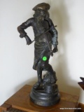 (FAM) BRONZE STATUE OF VIOLIN PLAYER STAMPED LULLI- 20 IN, ITEM IS SOLD AS IS WHERE IS WITH NO