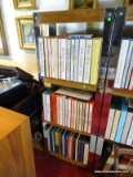 (FAM) ONE OF A PR. OF WOOD AND METAL BOOKCASES- 24 IN X 11 IN X 64 IN, ITEM IS SOLD AS IS WHERE IS