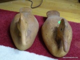 (FAM) PR.WOODEN UNPAINTED DUCK DECOYS- 12 IN L, ITEM IS SOLD AS IS WHERE IS WITH NO GUARANTEES OR