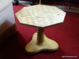 FAM) WHITE OCTAGON TABLE- 18 IN X 18 IN X 19 IN, ITEM IS SOLD AS IS WHERE IS WITH NO GUARANTEES OR