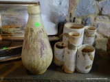 (FAM) 2 ART POTTERY VASES- 12 IN AND 16 IN H,ITEM IS SOLD AS IS WHERE IS WITH NO GUARANTEES OR