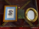 (FAM) FRAMED AND MATTED ANTIQUE WILDLIFE PRINT WITH STAMP DATE OF 1867 IN CHERRY FRAME- 10 IN X 14