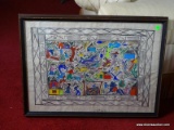 (FAM) FRAMED SOUTH AMERICAN WATERCOLOR IN WALNUT FRAME- 25 IN X 15 IN, ITEM IS SOLD AS IS WHERE IS