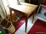 (FAM) ANTIQUE MAPLE PEGGED WORK TABLE- 20. 5 IN X 26 IN X 28 IN,ITEM IS SOLD AS IS WHERE IS WITH NO