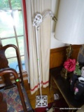 (FAM) ANTIQUE PAINTED IRON FLOOR LAMP- 52 IN H,ITEM IS SOLD AS IS WHERE IS WITH NO GUARANTEES OR