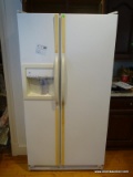(KIT) GE SIDE BY SIDE REFRIGERATOR WITH WATER AND ICE MAKER. NEEDS TO BE CLEANED. MODEL TFX26KPDAWW.