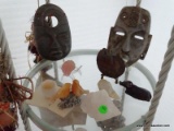 (SUN) ASSORTED LOT TO INCLUDE RUSSIAN STONE CARVED FIGURINES WITH PAPERWORK, 2 AFRICAN STYLE STONE