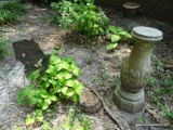 (OUT) 2 PIECE LOT TO INCLUDE A CONCRETE BIRDBATH BASE AND A SQUARE PEDESTAL BASE PLANT HOLDER. ITEM