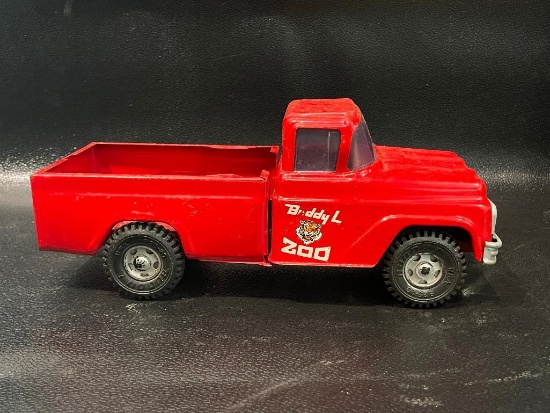 BUDDY L PRESSED STEEL TRAVELING ZOO TRUCK RED 1950S