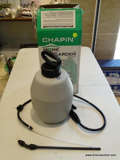 (R1) CHAPIN HOME & GARDEN 1 GALLON SPRAYER. IS IN OPEN BOX. ITEM IS SOLD AS IS WHERE IS WITH NO