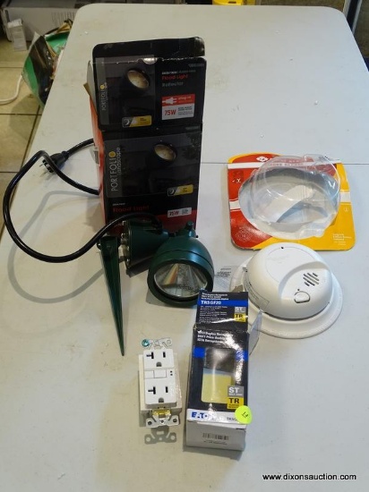 (R1) 3 PIECE LOT TO INCLUDE A TAMPER RESISTANT RECEPTACLE, A PORTFOLIO LANDSCAPE FLOOD LIGHT, AND A