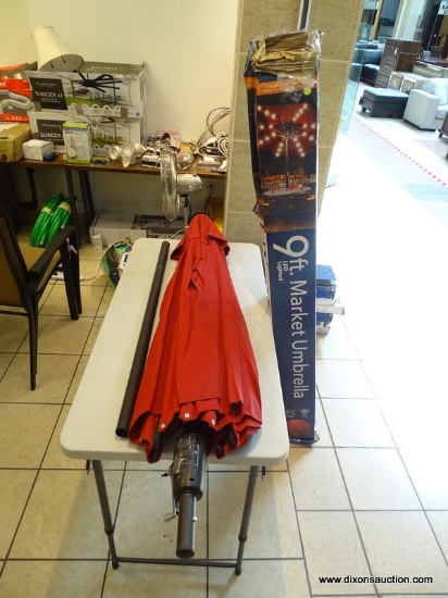 (R1) 9 FT LED LIGHTED MARKET UMBRELLA WITH BOX (HAS BEEN OPENED AND MAY OR MAY NOT BE MISSING