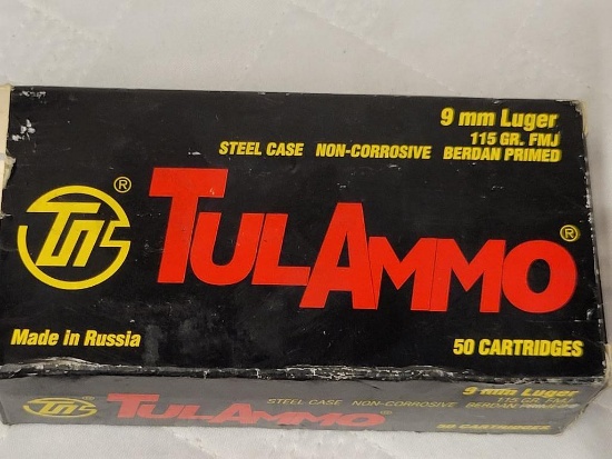 TULAMMO 35 CARTRIDGE 9MM LUGER 115 GR. FMJ. ITEM IS SOLD AS IS WHERE IS WITH NO GUARANTEES OR