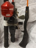 2 REELS AND 3 RODS. GREAT FOR KIDS OR BEGINNER FISHERS. ITEM IS SOLD AS IS WHERE IS WITH NO
