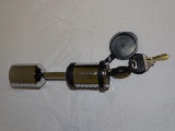 MASTERLOCK TRAILER COUPLER LOCK. ITEM IS SOLD AS IS WHERE IS WITH NO GUARANTEES OR WARRANTY, NO