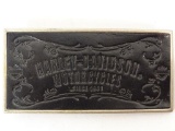 HARLEY DAVIDSON MOTOCYCLES LEATHER AND METAL BELT BUCKLE. RETAILS FOR $90.00 ITEM IS SOLD AS IS