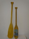 SET OF 2 PADDLES. ONE IS HAND PAINTED BY B WEIMER. ITEM IS SOLD AS IS WHERE IS WITH NO GUARANTEES OR