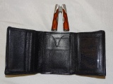 GENUINE LEATHER MENS WALLET AND SHEFFIELD UTILITY KNIFE. ITEM IS SOLD AS IS WHERE IS WITH NO