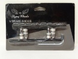 BRAND NEW THE FLYING WHEELS V BRAKE SHOES. ITEM IS SOLD AS IS WHERE IS WITH NO GUARANTEES OR