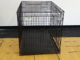 VERY LARGE DOG CRATE. HAS A FEW RUSTS SPOTS. 42.5IN L X 28.5IN W X 30IN H. ITEM IS SOLD AS IS WHERE