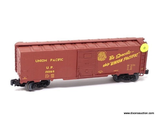 WALTHERS O SCALE BOXCAR UNION PACIFIC/BE SPECIFIC #190169. MEASURES 10.5 IN LONG. ITEM IS SOLD AS IS