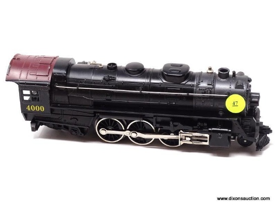 O GAUGE LIONEL STEAM LOCOMOTIVE #4000. MEASURES 10 IN LONG. ITEM IS SOLD AS IS WHERE IS WITH NO