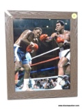 MUHAMMAD ALI SIGNED PHOTOGRAPH IN FRAME (NEEDS REPAIR). HAS COA. FRAME MEASURES 9.5 IN X 11.5 IN.