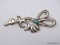 .925 STERLING SILVER LADIES NATIVE AMERICAN TURQUOISE BROOCH; WEIGHS 13.7 GM