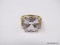 14 KT YELLOW GOLD 10 CT GEMSTONE AND 33 PTS DIAMONDS 7 1/2; WEIGHS 8.0GM