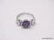 .925 STERLING SILVER LADIES 1 1/2 CT PURPLE SAPPHIRE RING. SIZE 8.