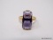 .925 STERLING SILVER LADIES 6 CT AMETHYST RING. SIZE 8.