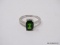 .925 STERLING SILVER LADIES 3 1/4 CT GREEN GEMSTONE RING SIZE 7; WEIGHS 3.0 GM