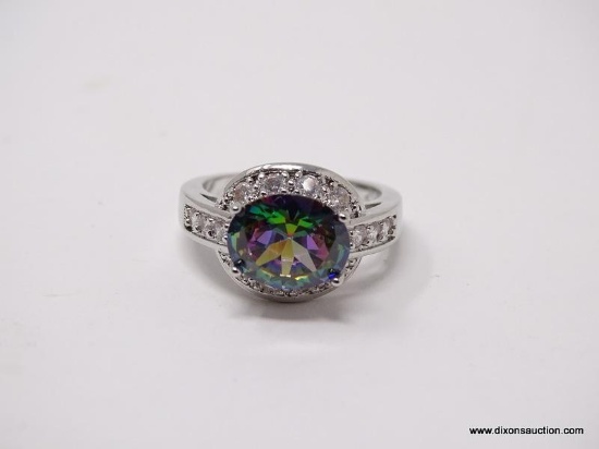 .925 STERLING SILVER LADIES 3 CT MYSTIC TOPAZ RING. SIZE 6.