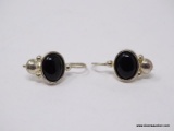 .925 STERLING SILVER LADIES BLACK ONYX EARRINGS; WEIGHS 4.1 GM