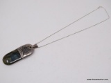 .925 STERLING SILVER LADIES VINTAGE 100 CT LABRADORITE PENDANT ON 16