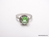 .925 STERLING SILVER LADIES 2 CT PERIDOT RING SIZE 8 1/2