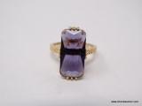 .925 STERLING SILVER LADIES 6 CT AMETHYST RING. SIZE 8.