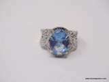 .925 STERLING SILVER LADIES 4 CT BLUE TOPAZ RING SIZE 8