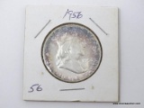 1956 GEM UNCIRCULATED FULL BELL LINE FRANKLIN HALF