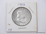 1953 GEM UNCIRCULATED FULL BELL LINE FRANKLIN HALF