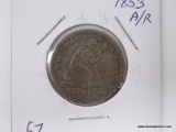 1853 ARROWS RAYS LIBERTY SEATED QUARTER-SCARE DATE VF