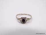 .925 STERLING SILVER LADIES BLACK ONYX RING SIZE 8 1/4; WEIGHS 1.2 GM