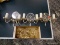 (R1) LOT OF 3 DOUBLE LIGHT WALL SCONCES WITH CRYSTAL PRISM ACCENTS. EACH MEASURES 9 IN X 8 IN. ITEM