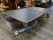 (R1) VINTAGE SUPER BRUTE PING PONG BALL TABLE TENNIS. THE TABLE IS SUPPORTED BY A METAL FRAME. FOLDS