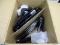 (R1) BOX FULL OF BLACK PLASTIC AND METAL HANGERS. ITEM IS SOLD AS IS WHERE IS WITH NO GUARANTEES OR