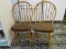 (R1) SET OF 2 OAK WINDSOR PLANK BOTTOM SIDE CHAIRS WITH LEATHER UPHOLSTERED SEAT CUSHIONS. EACH