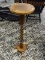 (R2) MAHOGANY TWIST TURNED PEDESTAL PLANT STAND. MEASURES 11 IN X 37 IN. HAS WEAR. ITEM IS SOLD AS