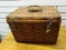 (R2) WOVEN BASKET WITH DOUBLE HANDLES ON THE TOP. MEASURES 15 IN X 12 IN X 9 IN. ITEM IS SOLD AS IS