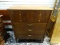 (R1) DREXEL OAK WOOD 5 DRAWER DRESSER WITH REMOVABLE WOODEN DIVIDERS, AND GOLD TONE PULLS. MEASURE